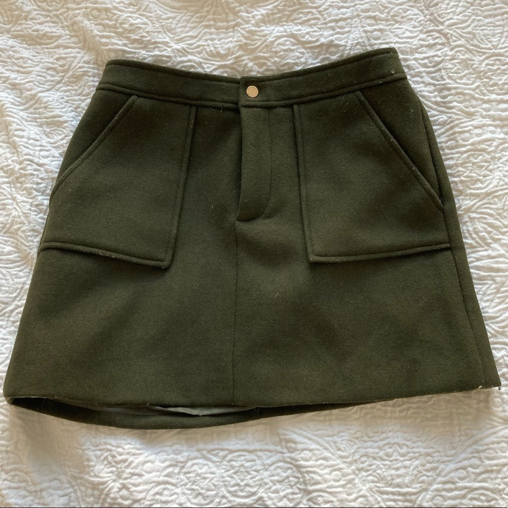 NWOT wool blend green skirt